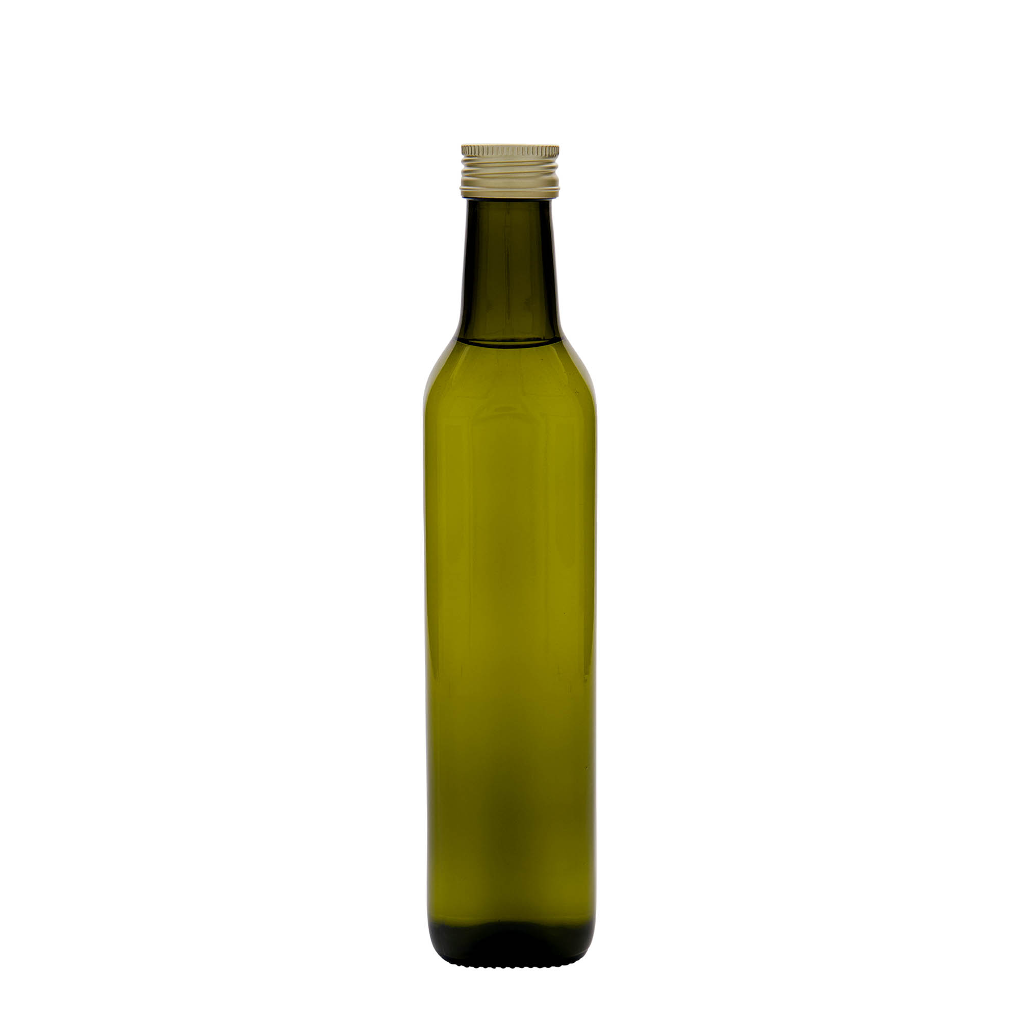 500 ml glasflaske 'Marasca', firkantet, antikgrøn, åbning: PP 31,5