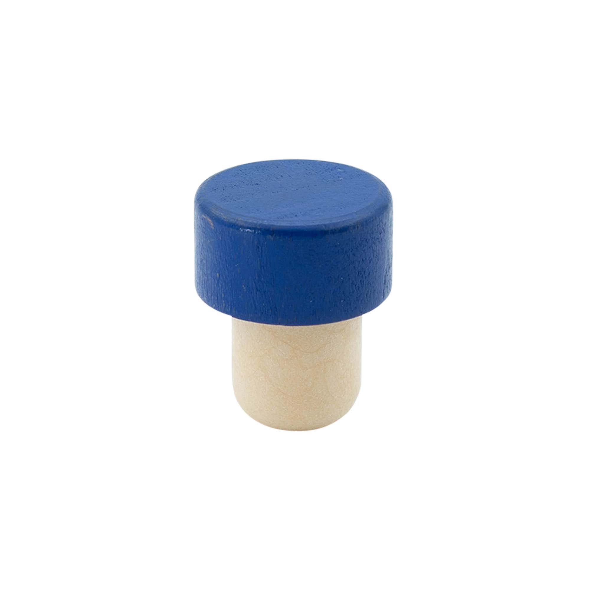 Grebsprop 19 mm, træ/plast, blå, til munding: prop