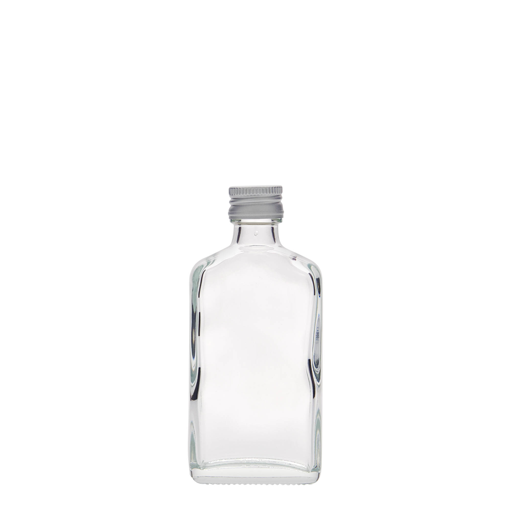 50 ml lommeflaske, rektangulær, glas, åbning: PP 18 50 ml lommeflaske, rektangulær, glas, åbning: PP 18