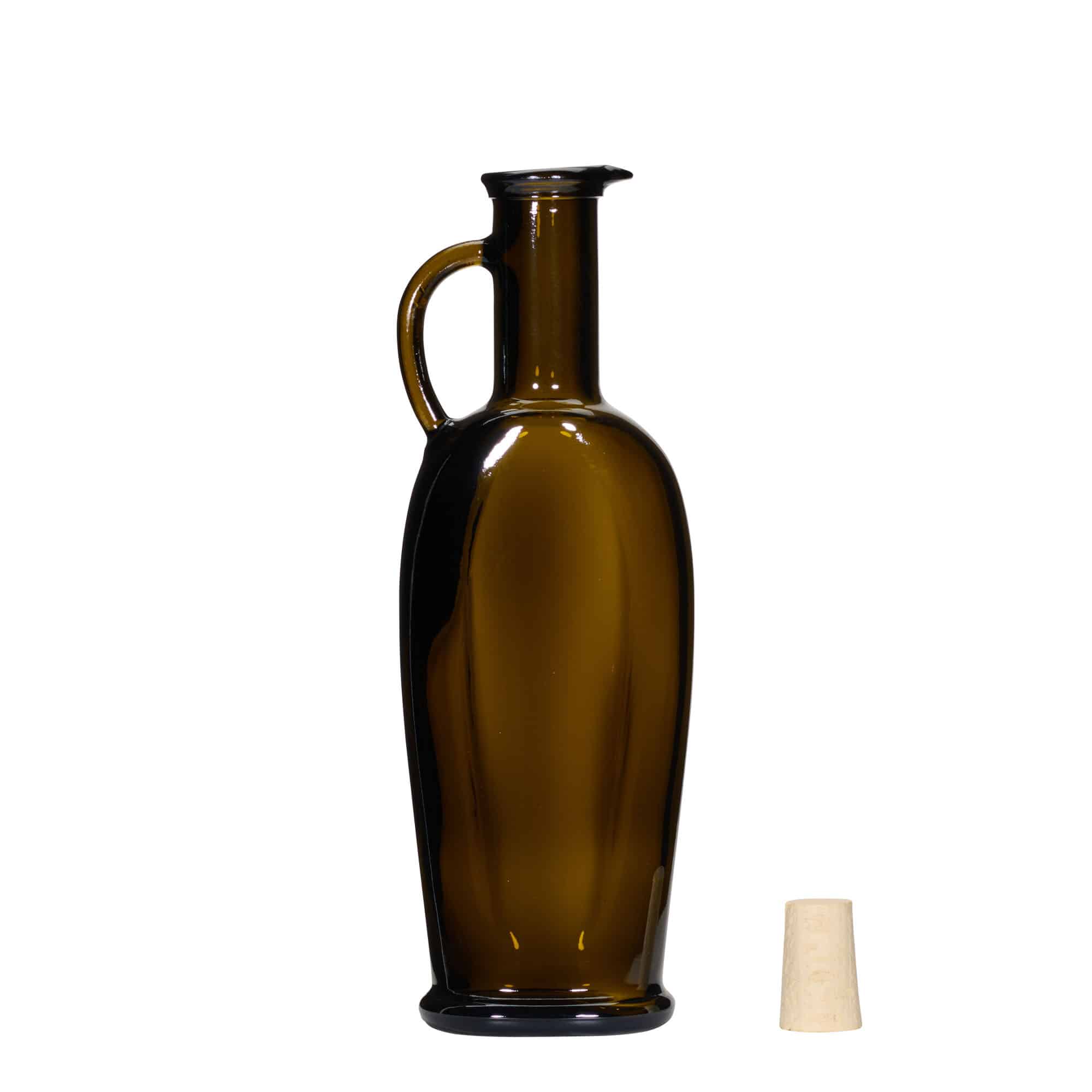 250 ml glasflaske 'Eleganta', oval, antikgrøn, åbning: Kork