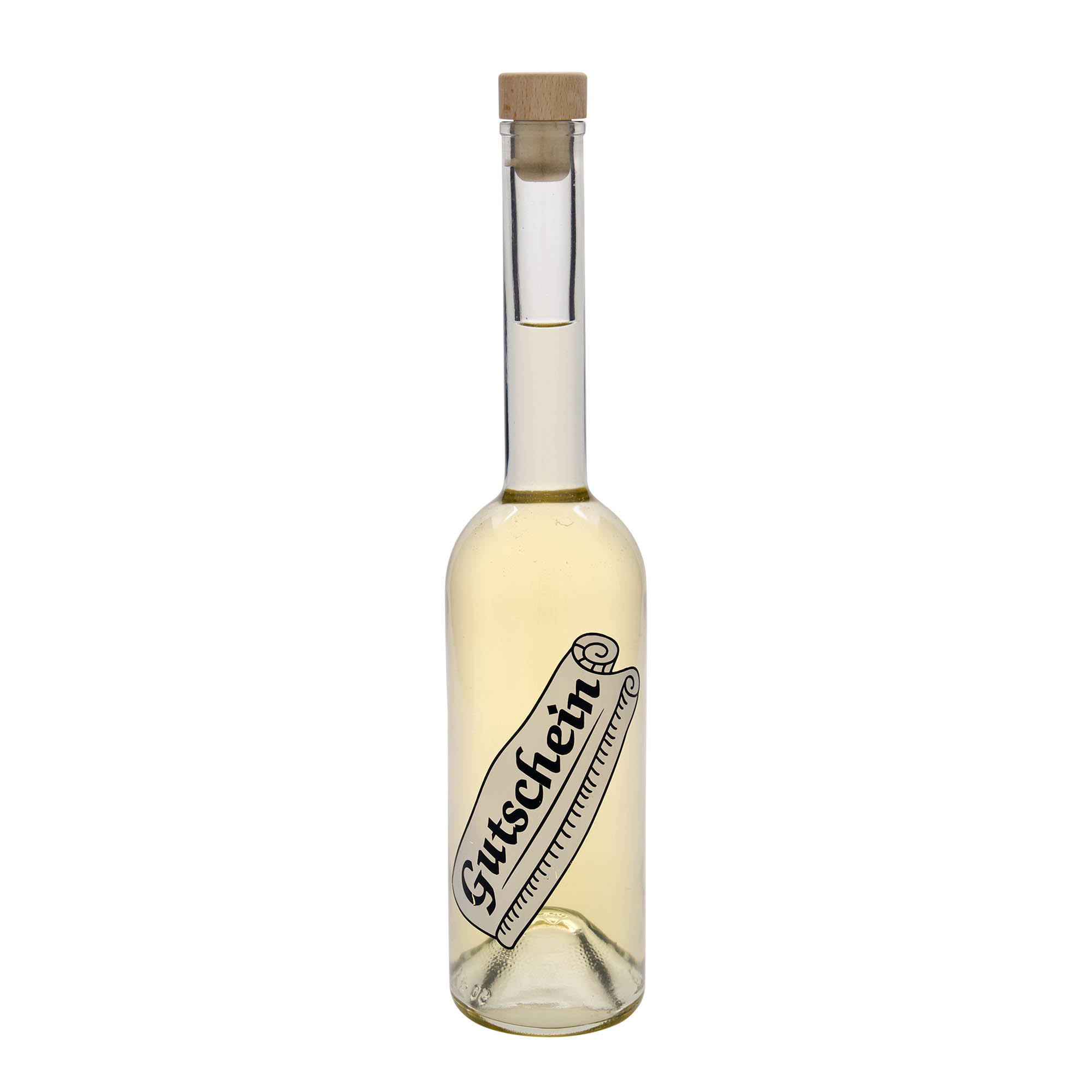 500 ml glasflaske 'Opera', motiv: gavekort, åbning: kork