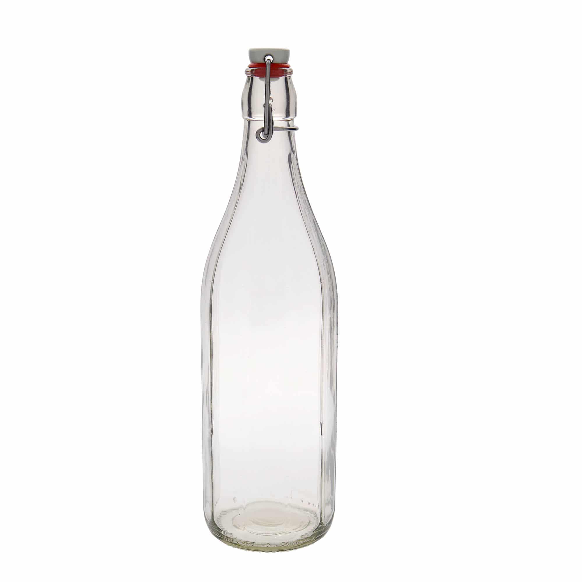 1.000 ml glasflaske 'Bravo', tikantet, åbning: Patentlåg