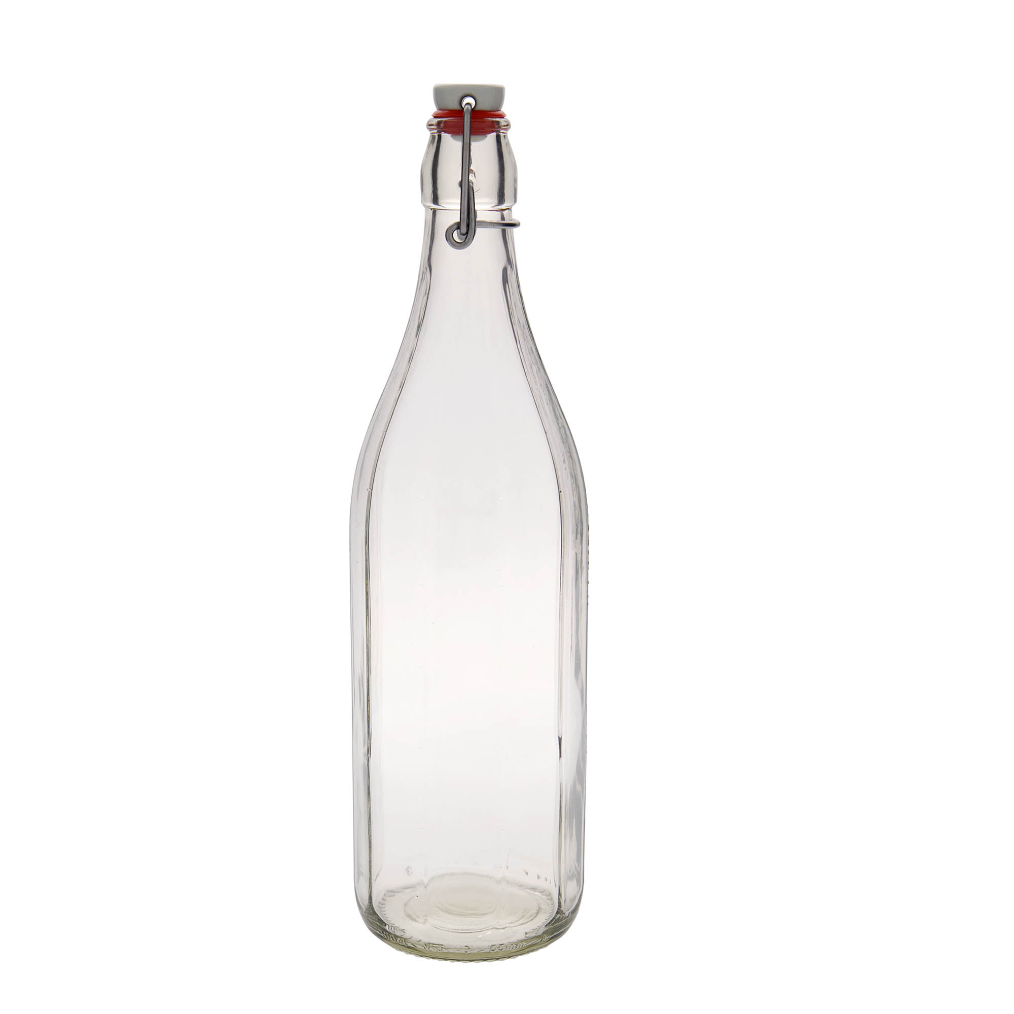 1.000 ml glasflaske 'Bravo' #, ti-kantet, munding: låseklips 1.000 ml glasflaske 'Bravo' #, ti-kantet, munding: låseklips