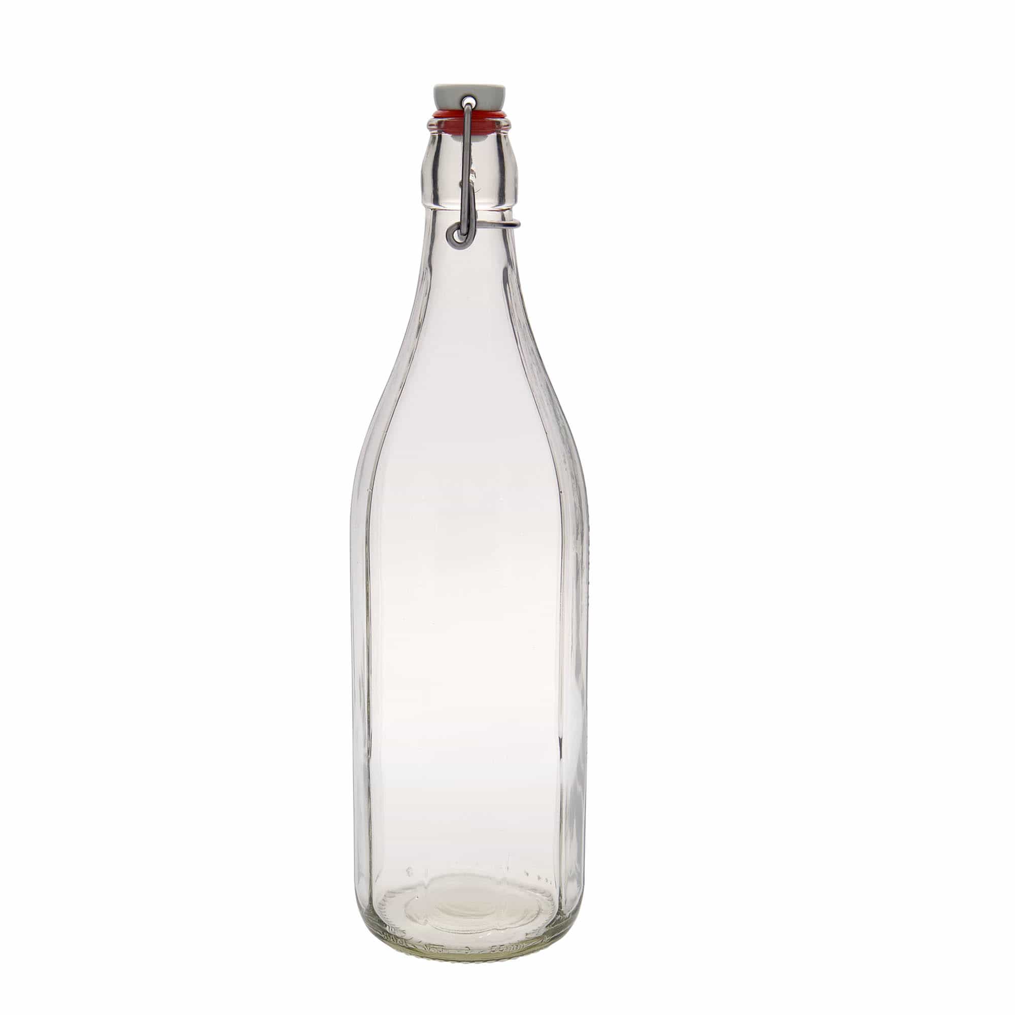 1.000 ml glasflaske 'Bravo' #, ti-kantet, munding: låseklips