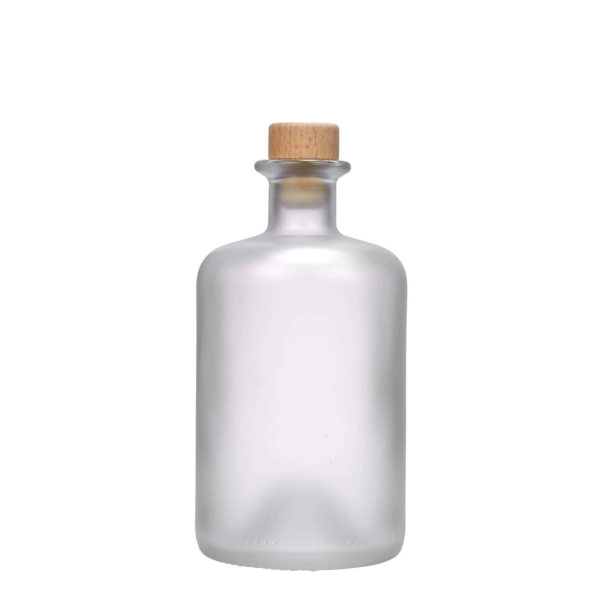 500 ml glasflaske apotekerglas, iset, åbning: kork