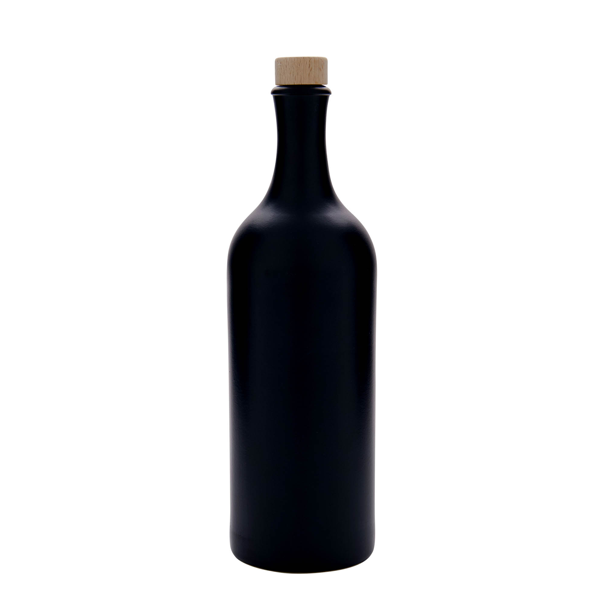 750 ml langhalset tonkrukke, stentøj, sort, åbning: kork
