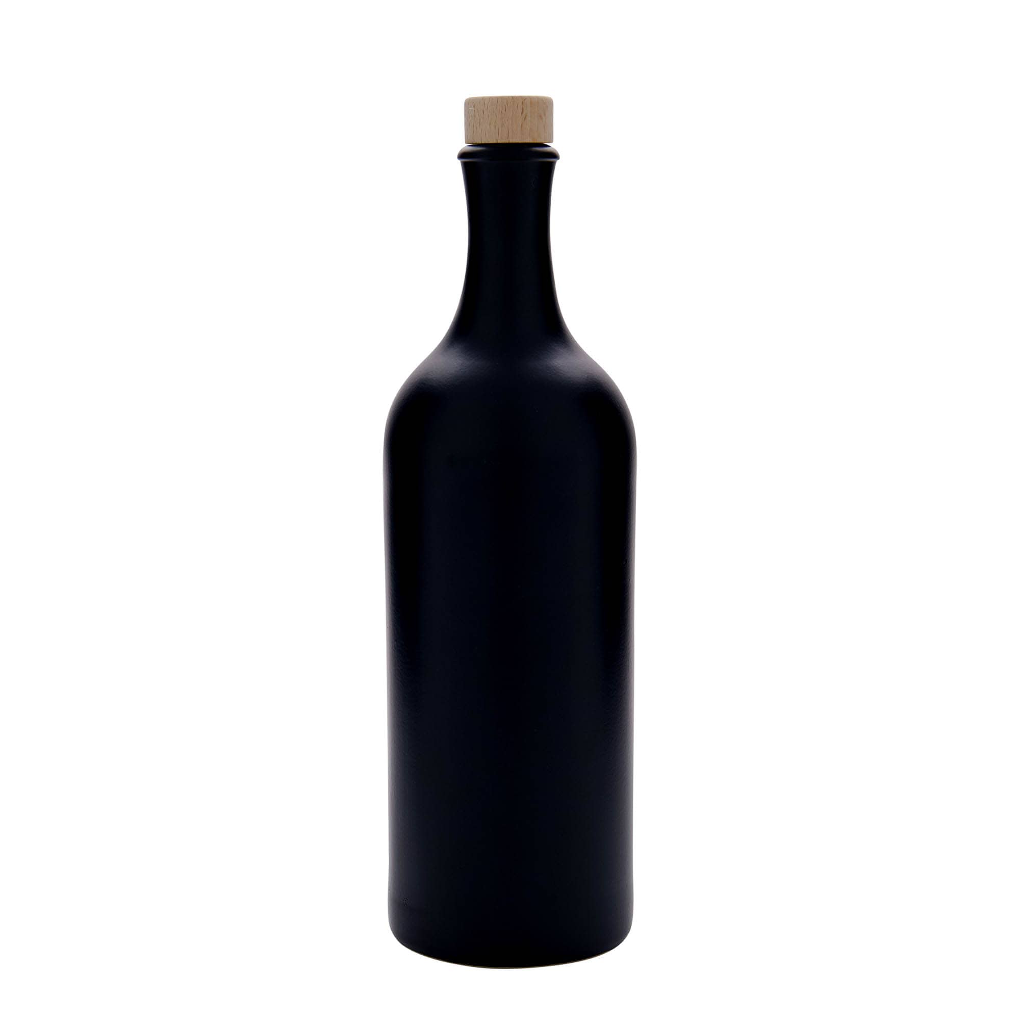 750 ml langhalset tonkrukke, stentøj, sort, åbning: kork