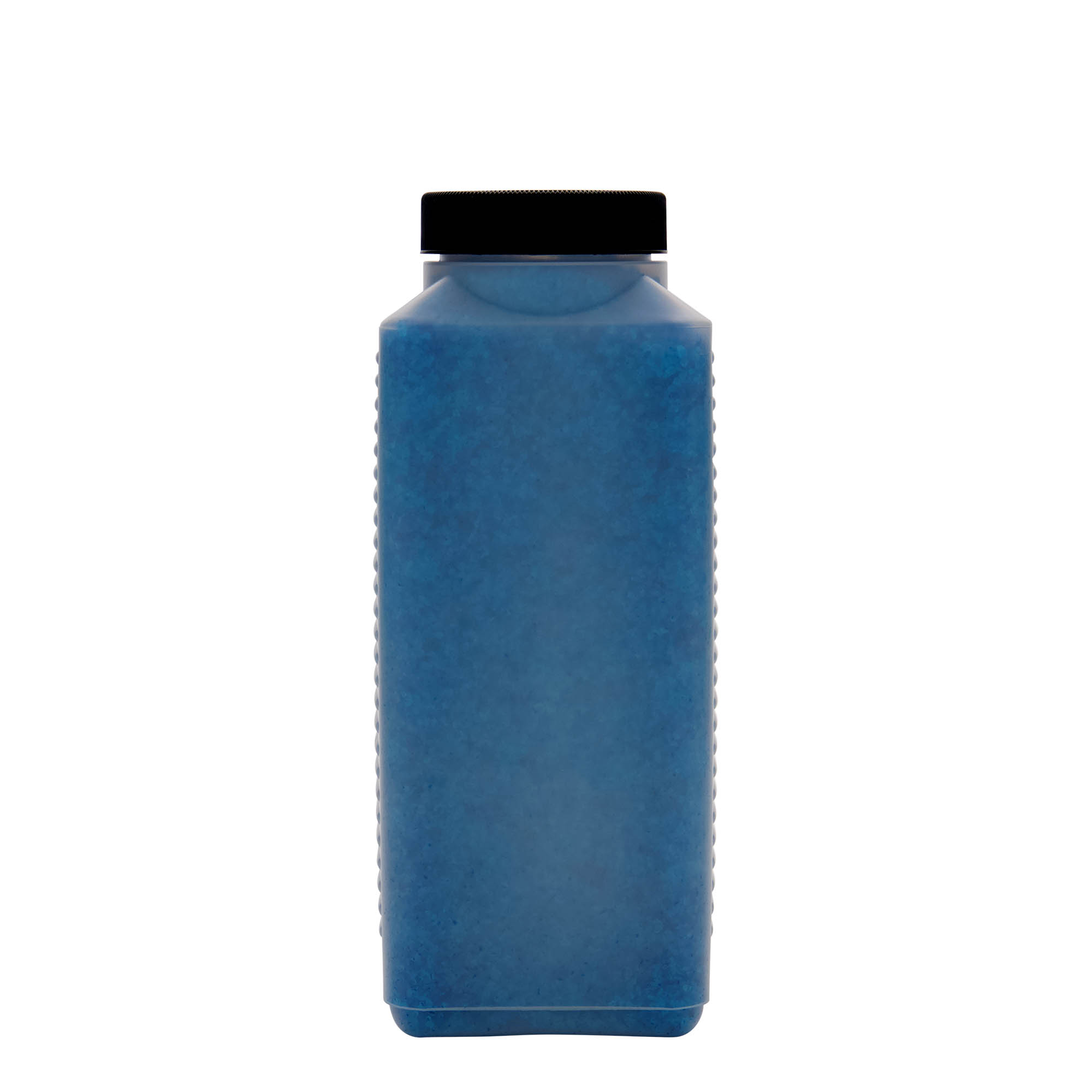 1.000 ml bredhalsflaske, rektangulær, HDPE-plast, natur, åbning: DIN 60 EPE