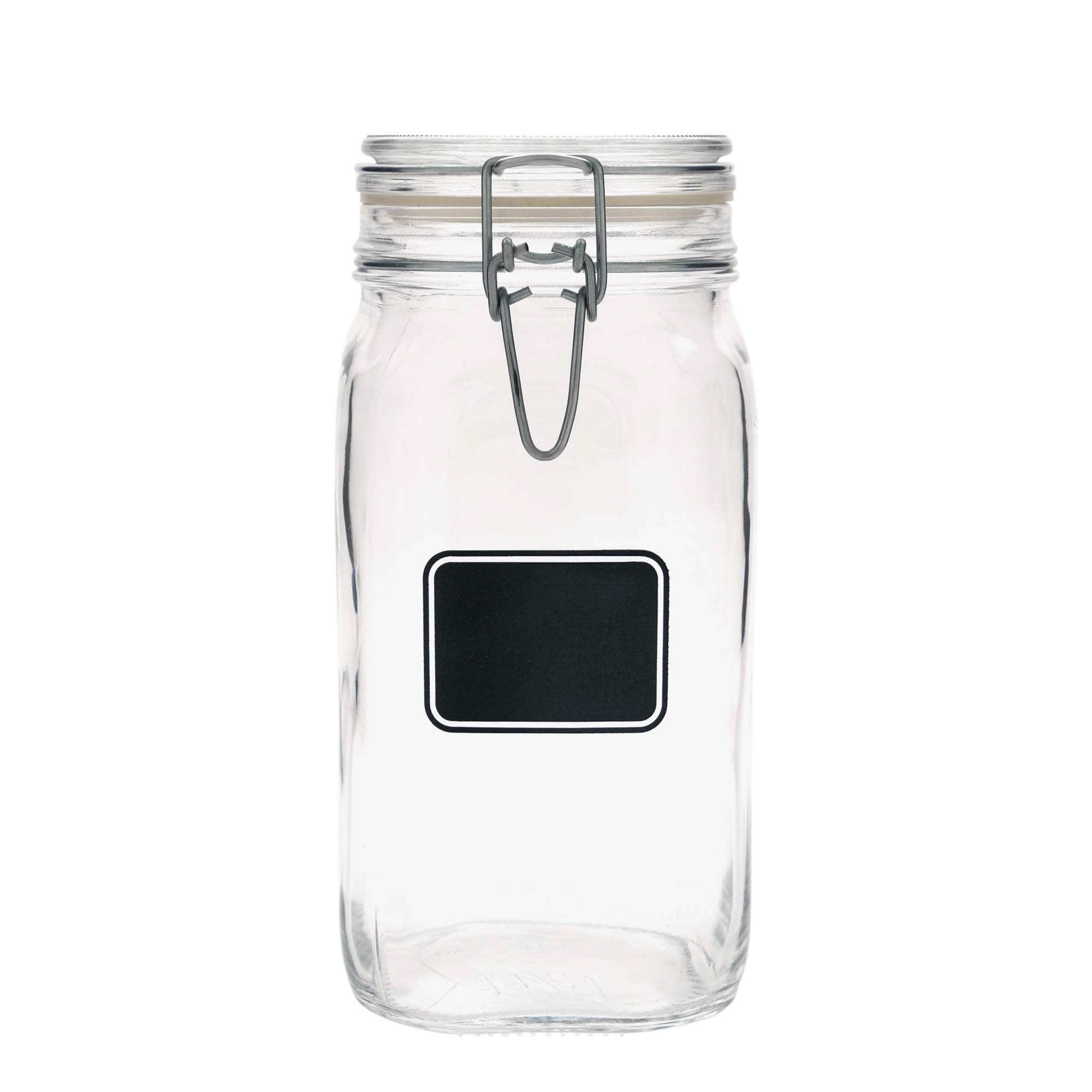 1.500 ml patentlukket glas 'Fido', motiv: etikettefelt, kvadratisk, åbning: patentlukning