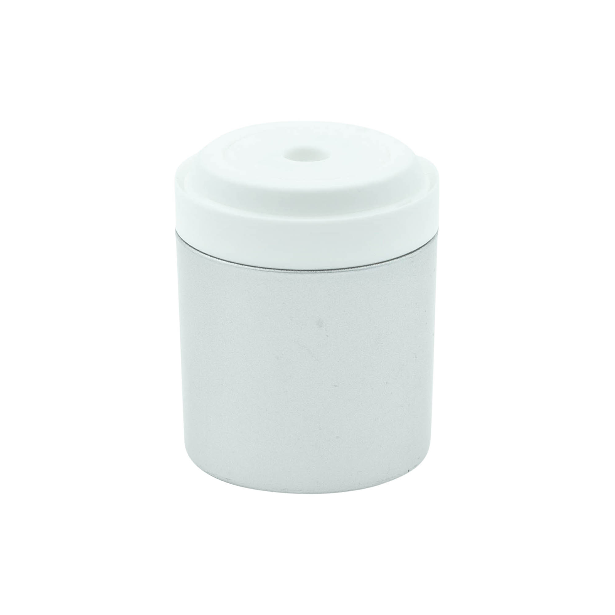 Airless dispenser pumpehoved „Mezzo“, type D, PP-plast, hvid med mat sølvmetaliseret låg