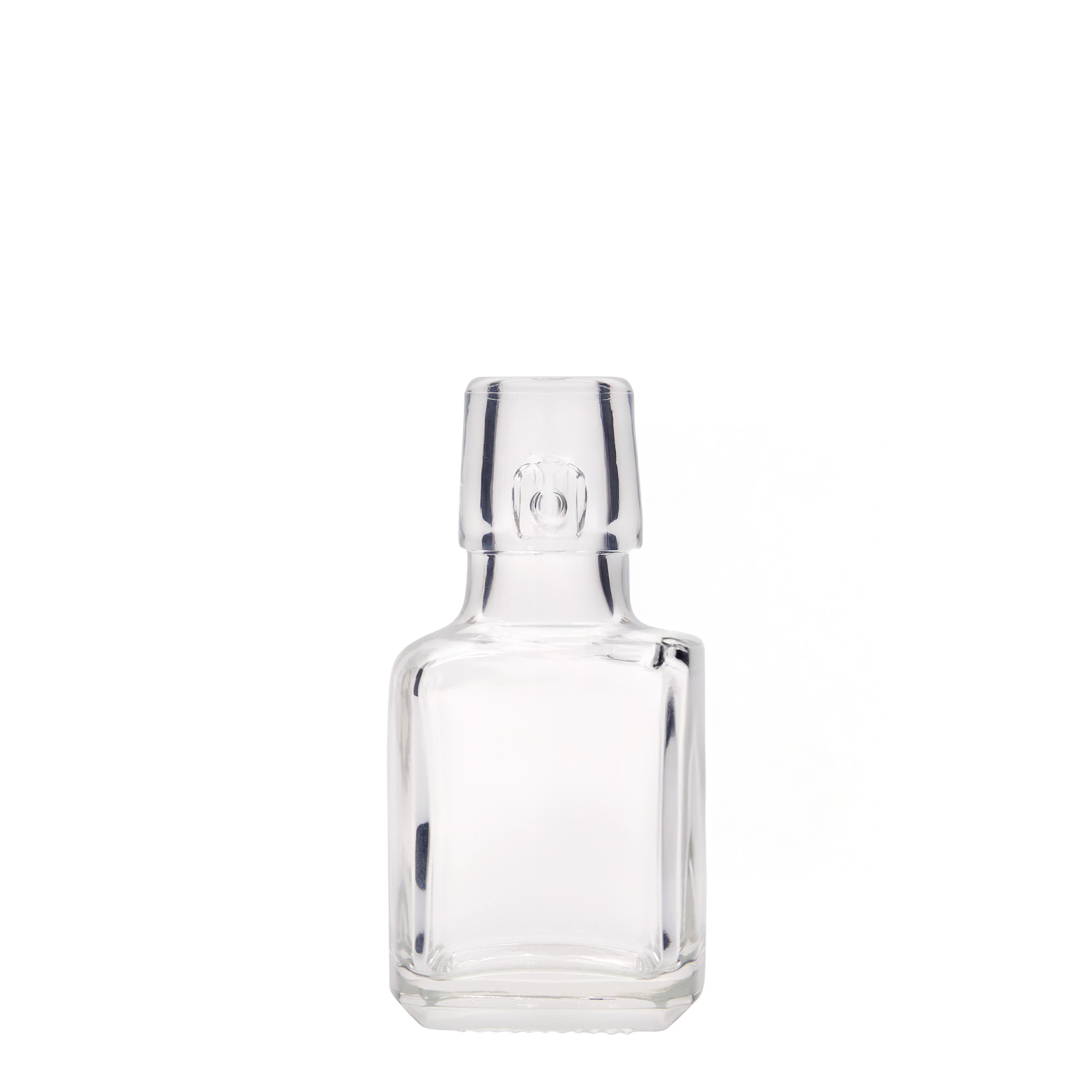 100 ml glasflaske 'Kubica', firkantet, åbning: patentprop 100 ml glasflaske 'Kubica', firkantet, åbning: patentprop