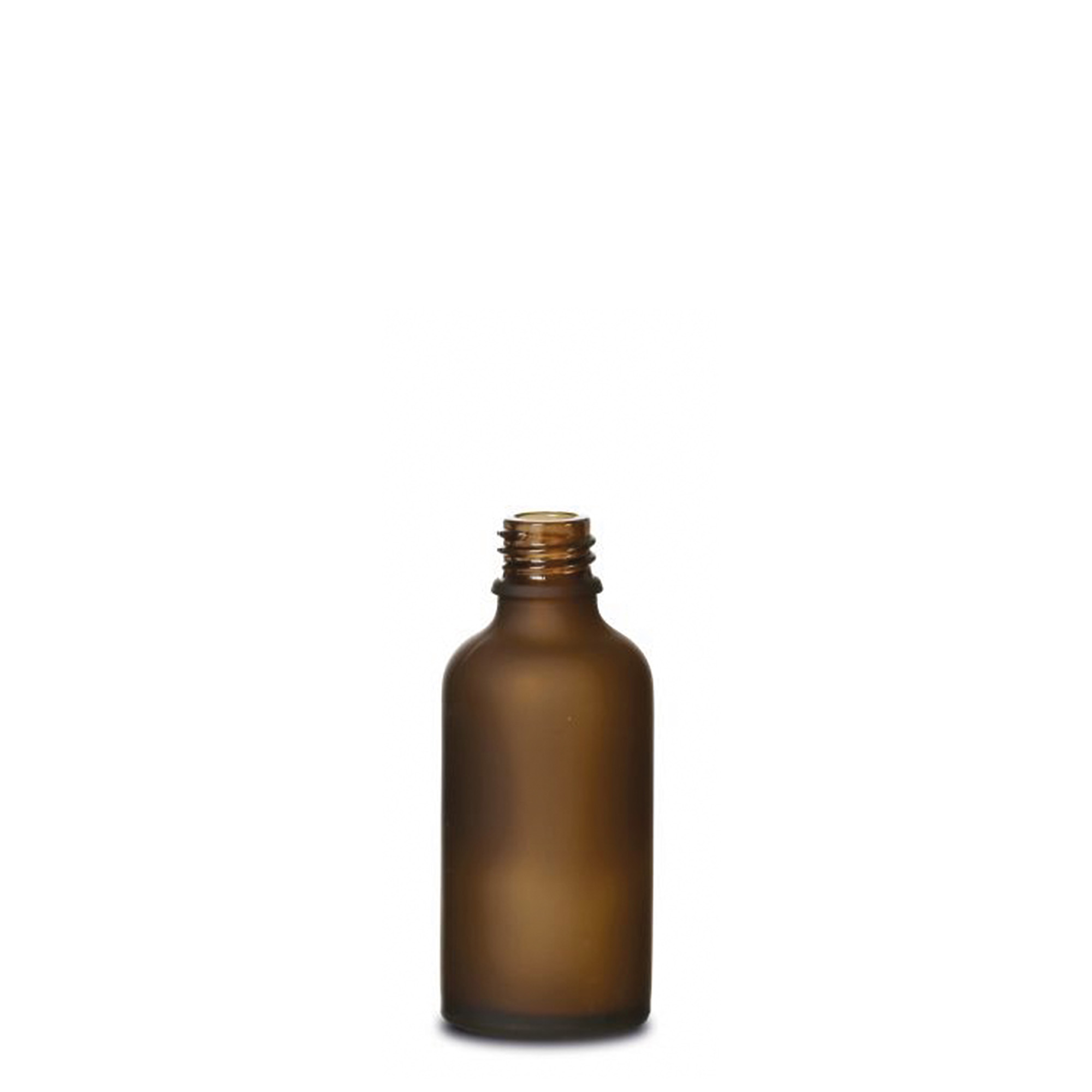 50 ml medicinflaske, glas, brun frostet, åbning: DIN 18 50 ml medicinflaske, glas, brun frostet, åbning: DIN 18