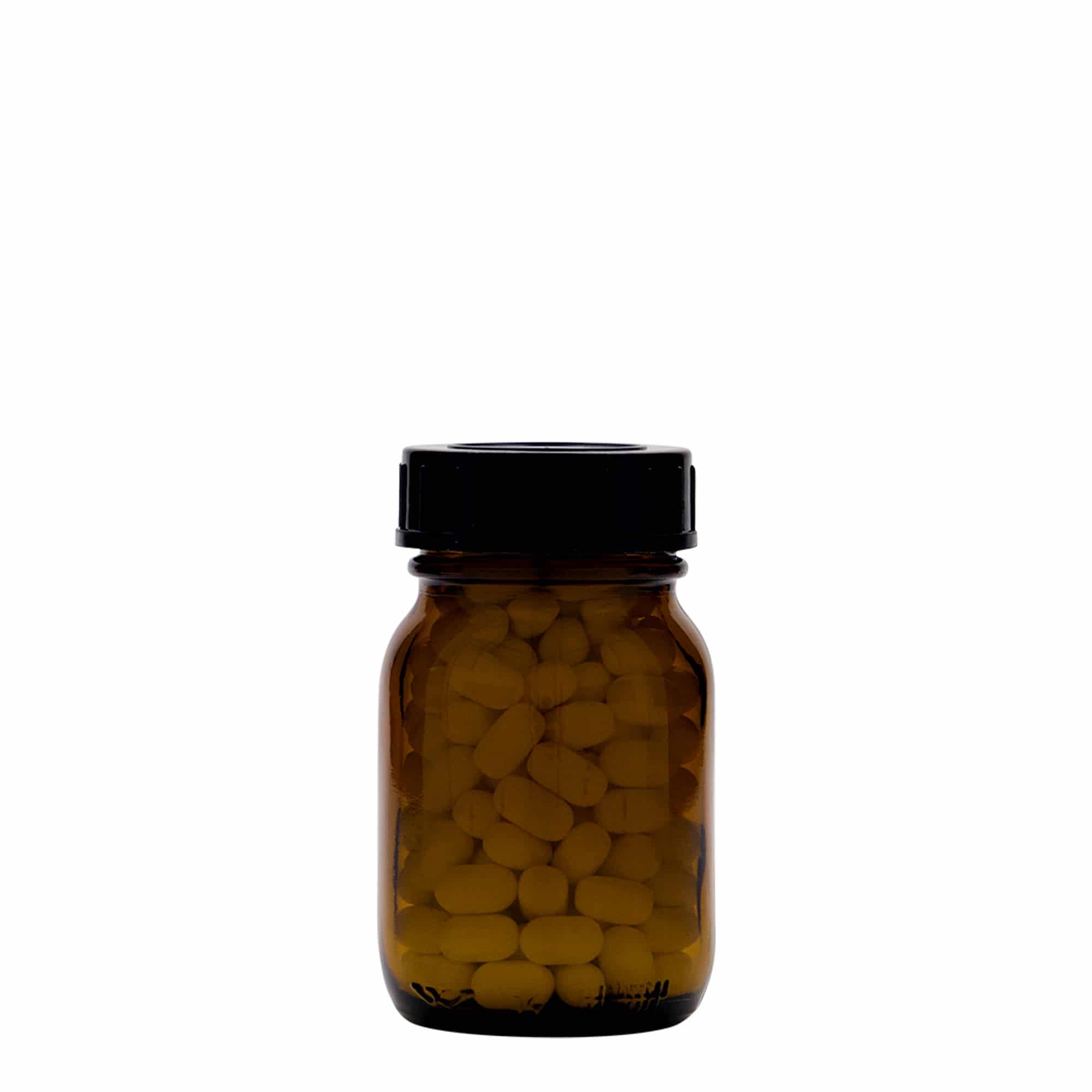 75 ml bredhalsglas, brunt, åbning: DIN 40