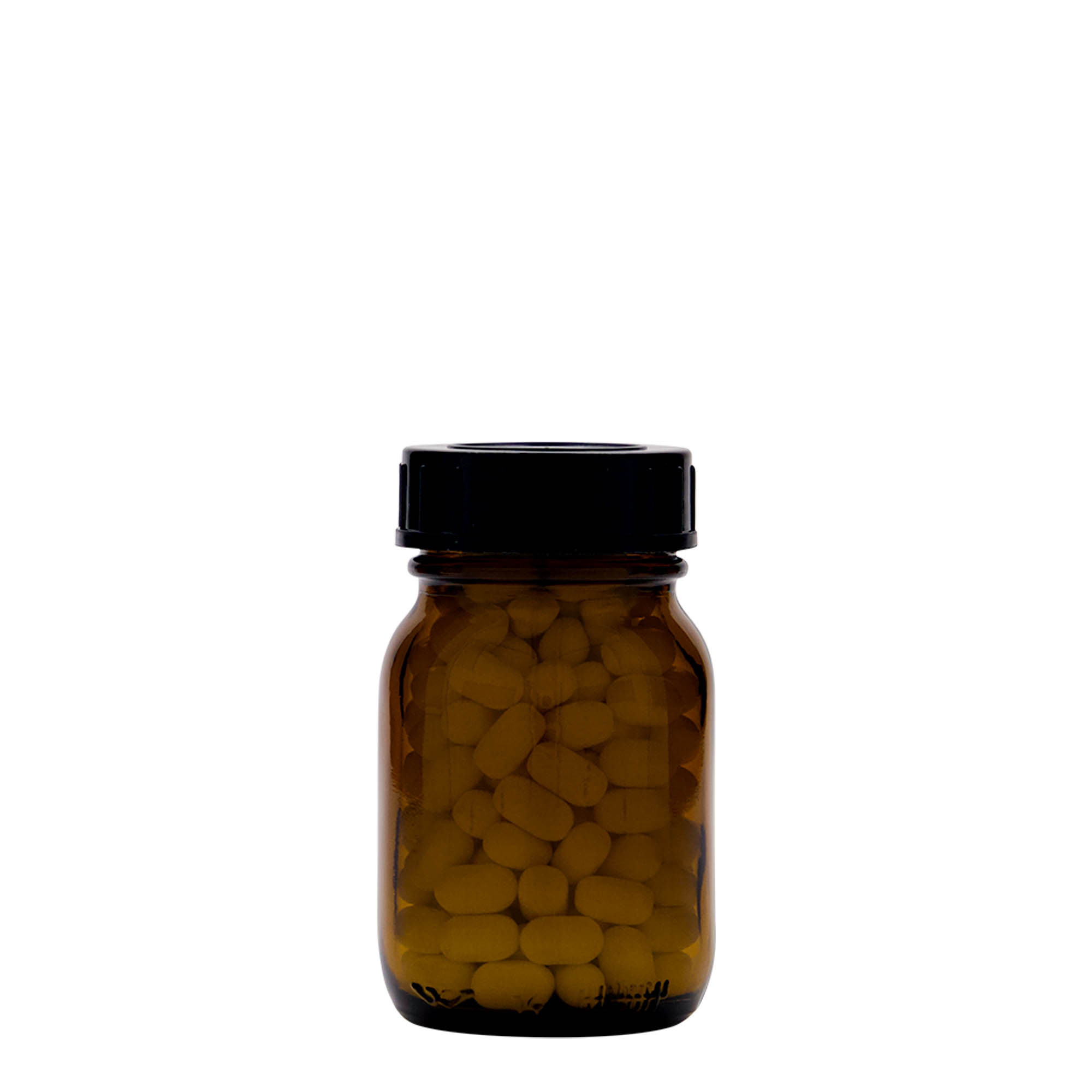 75 ml bredhalsglas, brunt, åbning: DIN 40