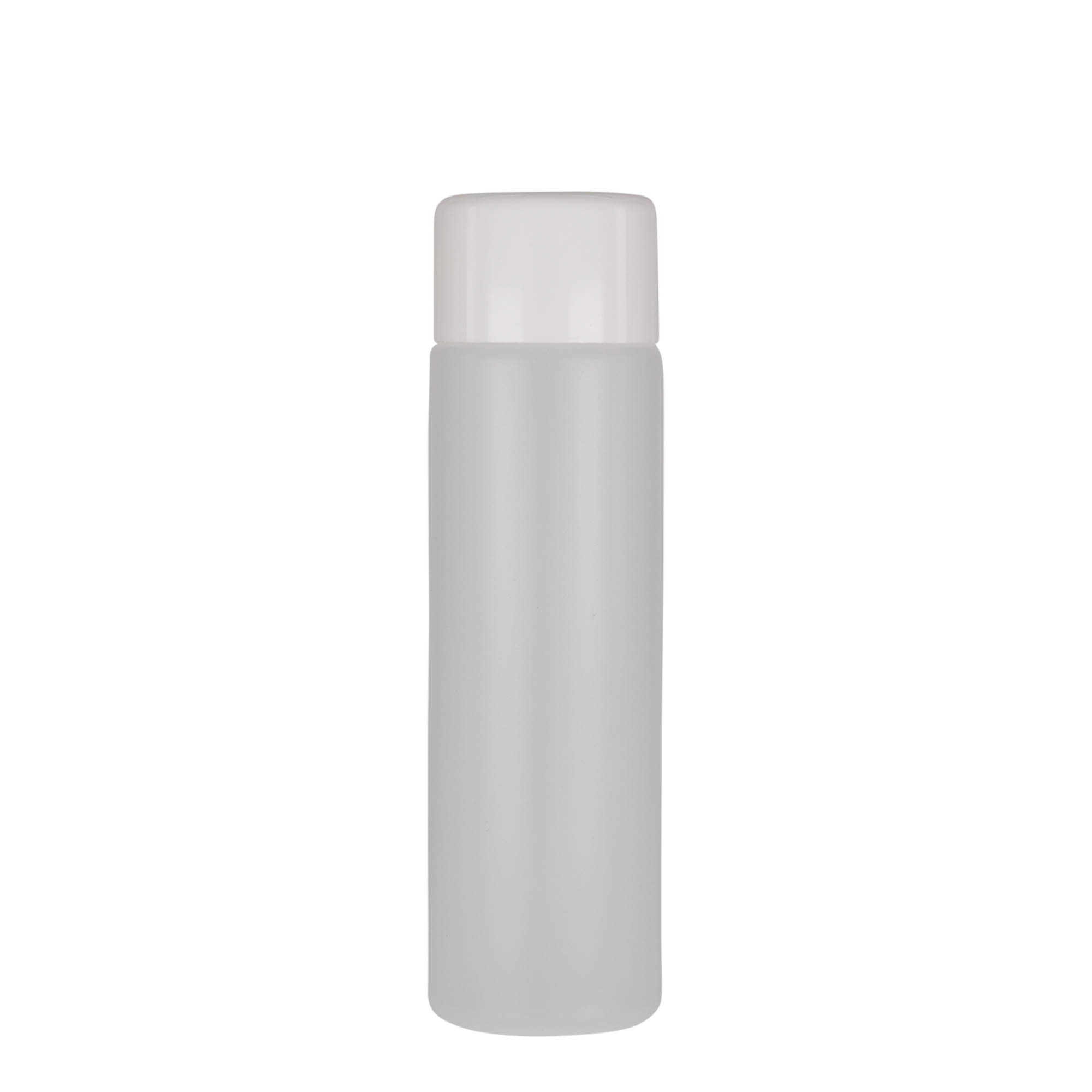 250 ml rund flaske, PE-plast, natur, åbning: skruelåg