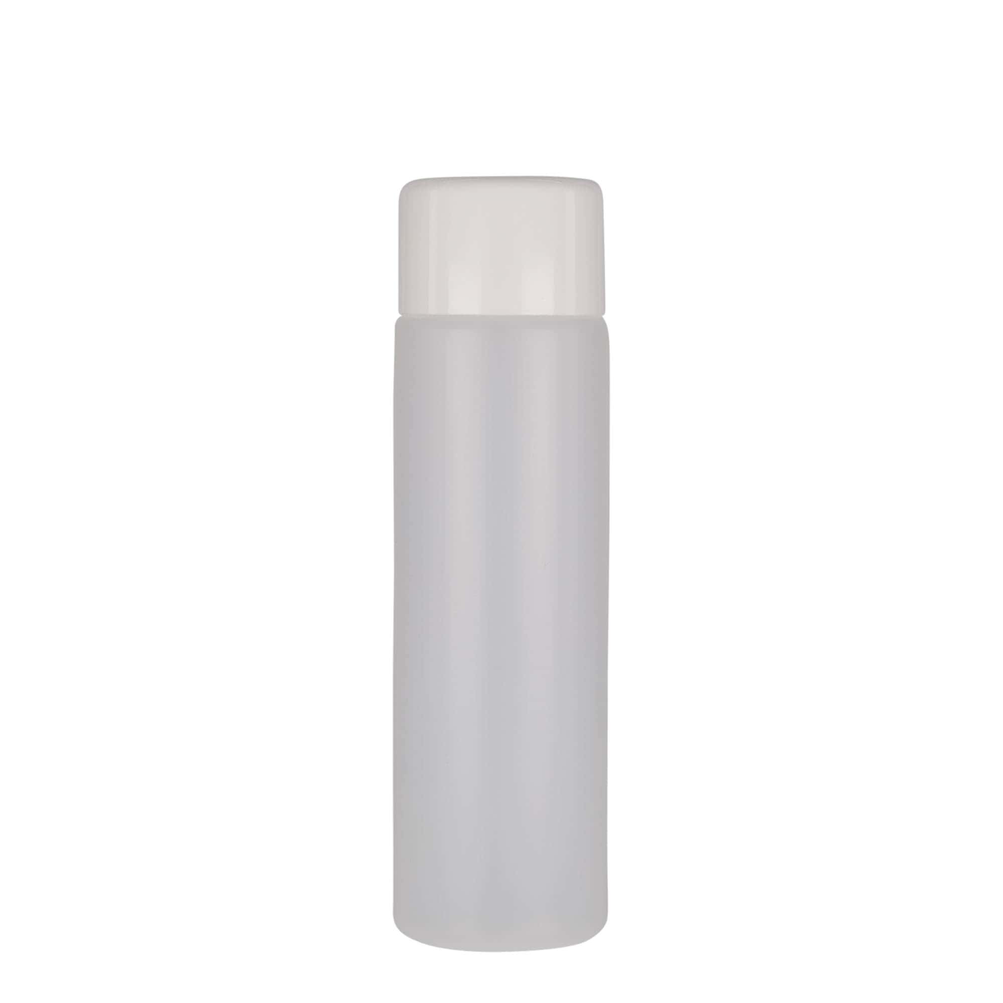 250 ml rund flaske, PE-plast, natur, åbning: skruelåg