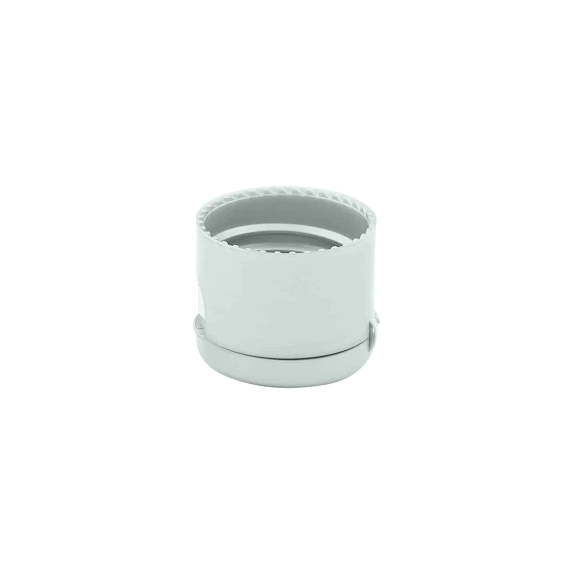 Skruelåg klaphængsel, PP-plast, sølv, til åbning: 24/410