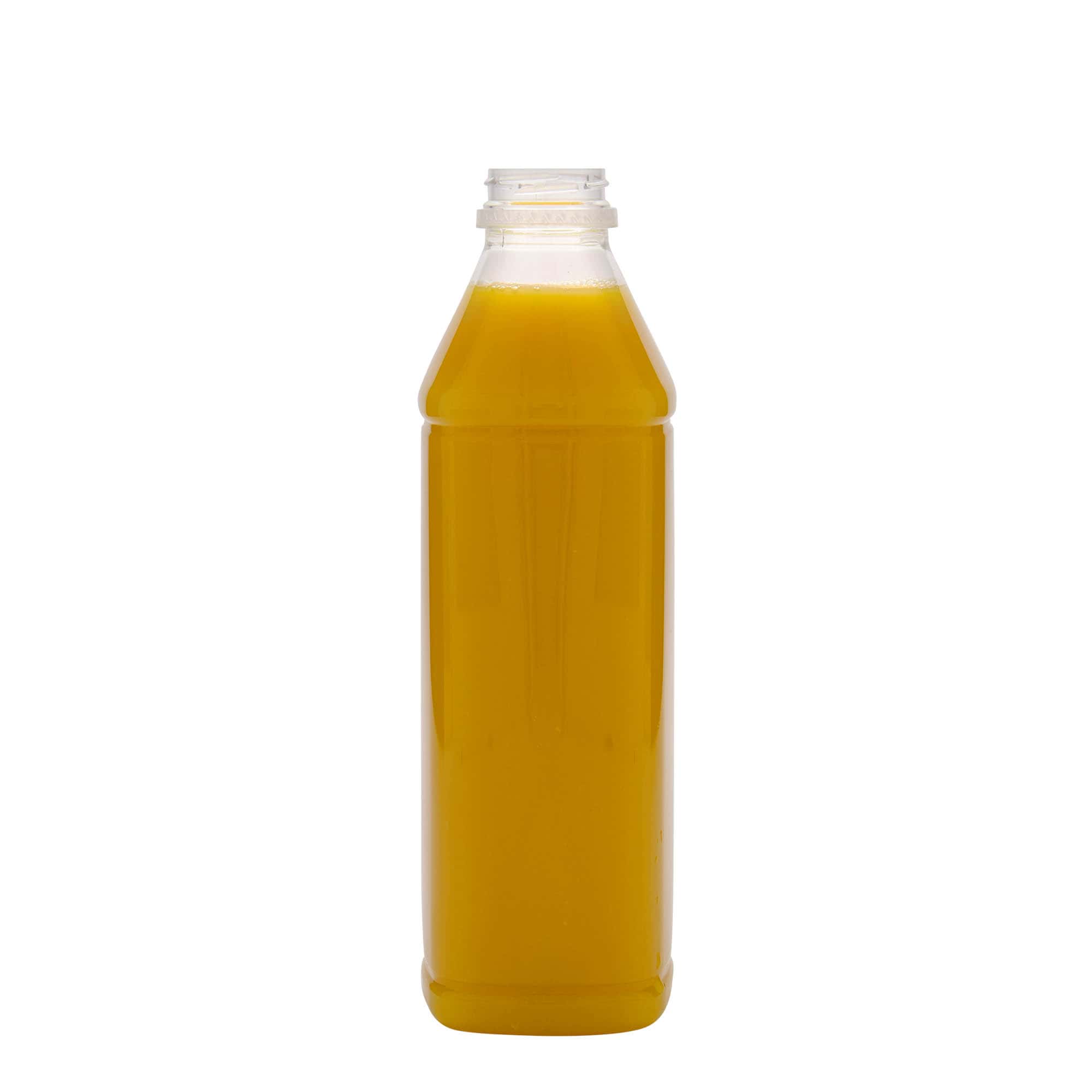 1.000 ml PET-flaske 'Milk and Juice Carré', kvadratisk, plast, åbning: 38 mm