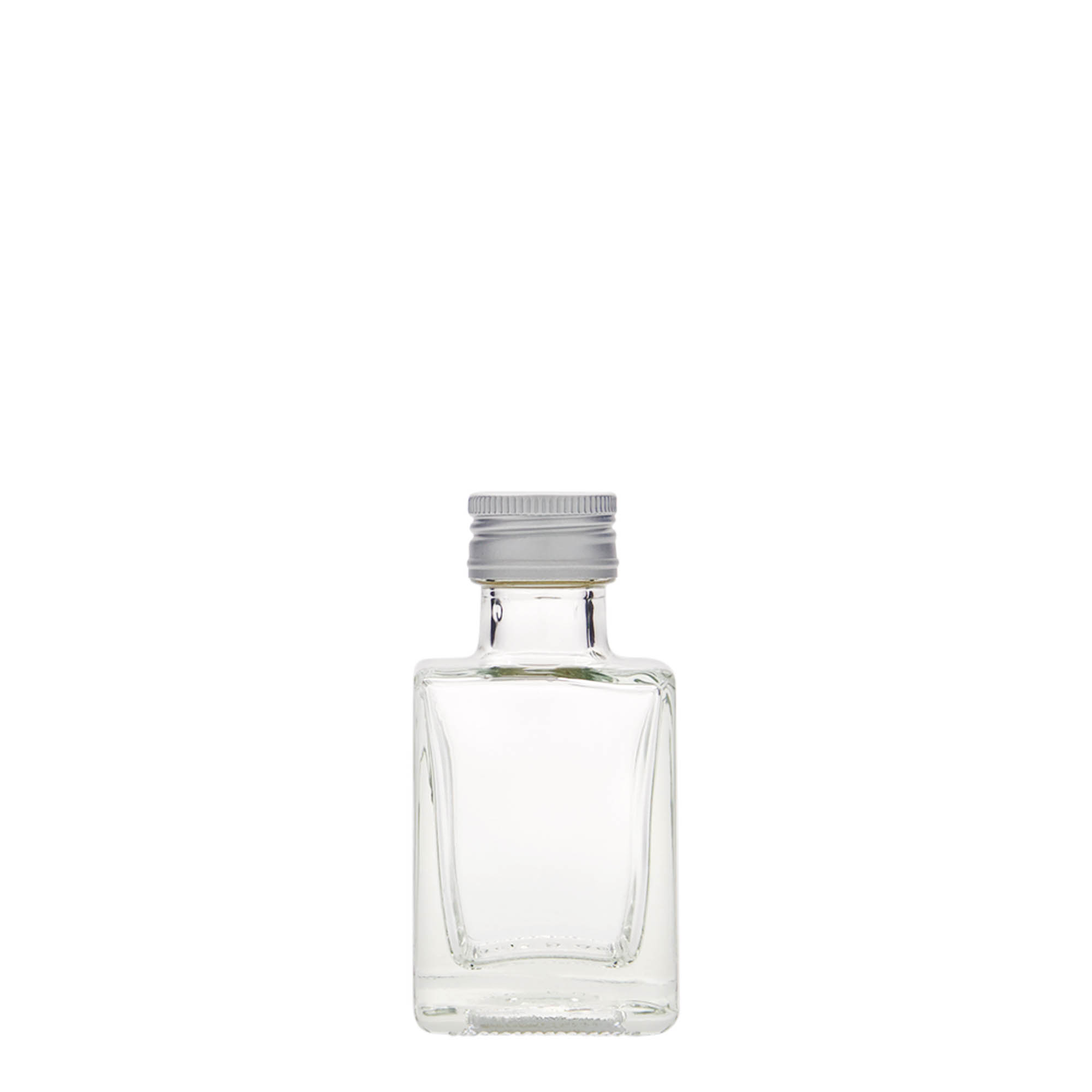 50 ml glasflaske 'Cube', firkantet, åbning: PP 24 50 ml glasflaske 'Cube', firkantet, åbning: PP 24
