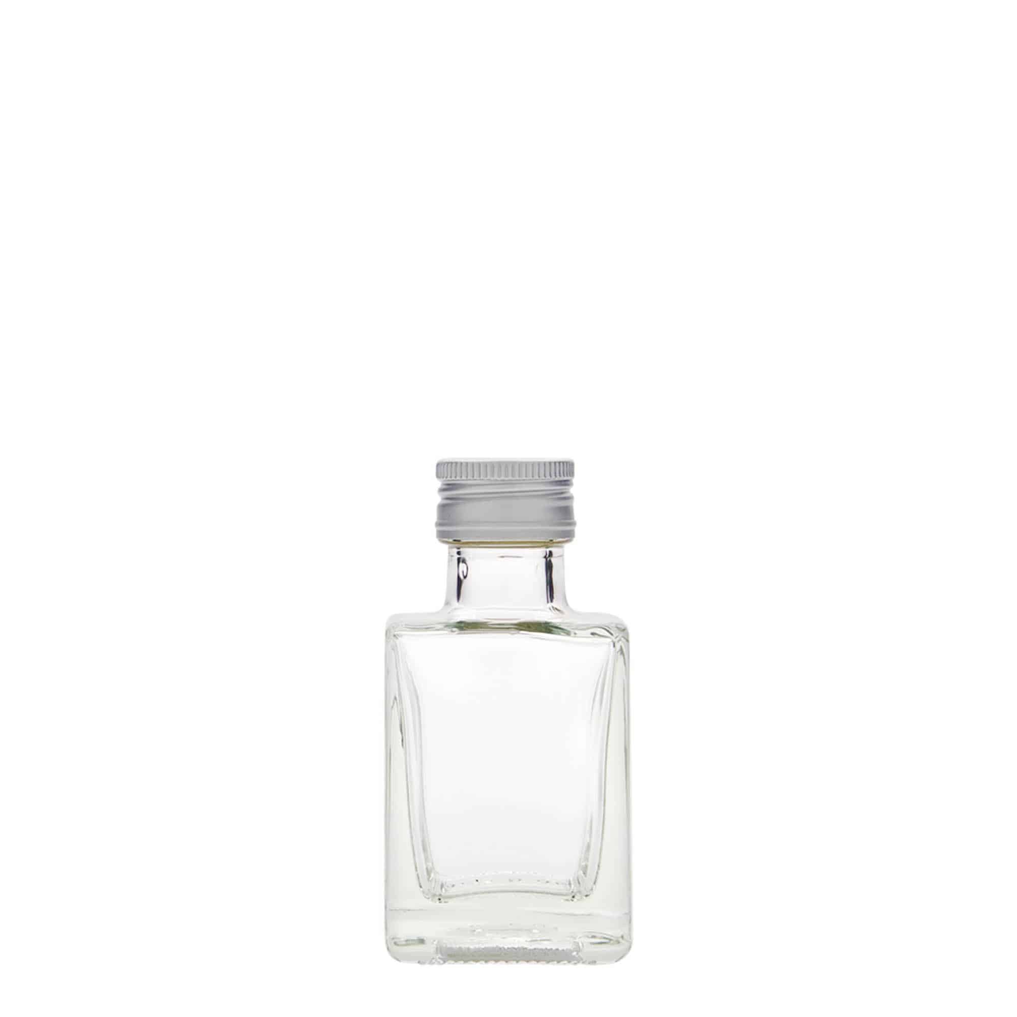50 ml glasflaske »Cube«, firkantet, åbning: PP 24
