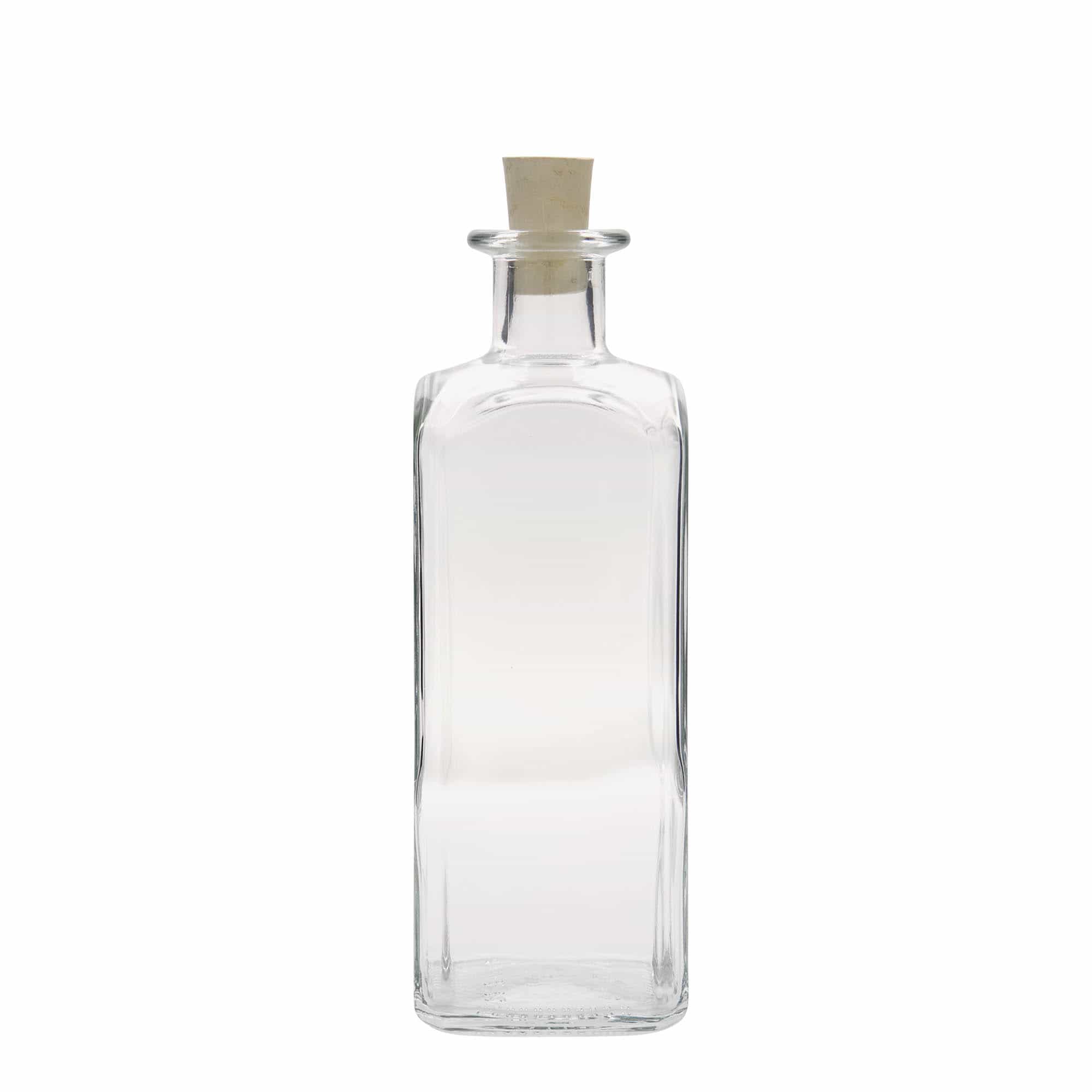 500 ml glasflaske apoteker 'Carré', kvadratisk, åbning: Kork
