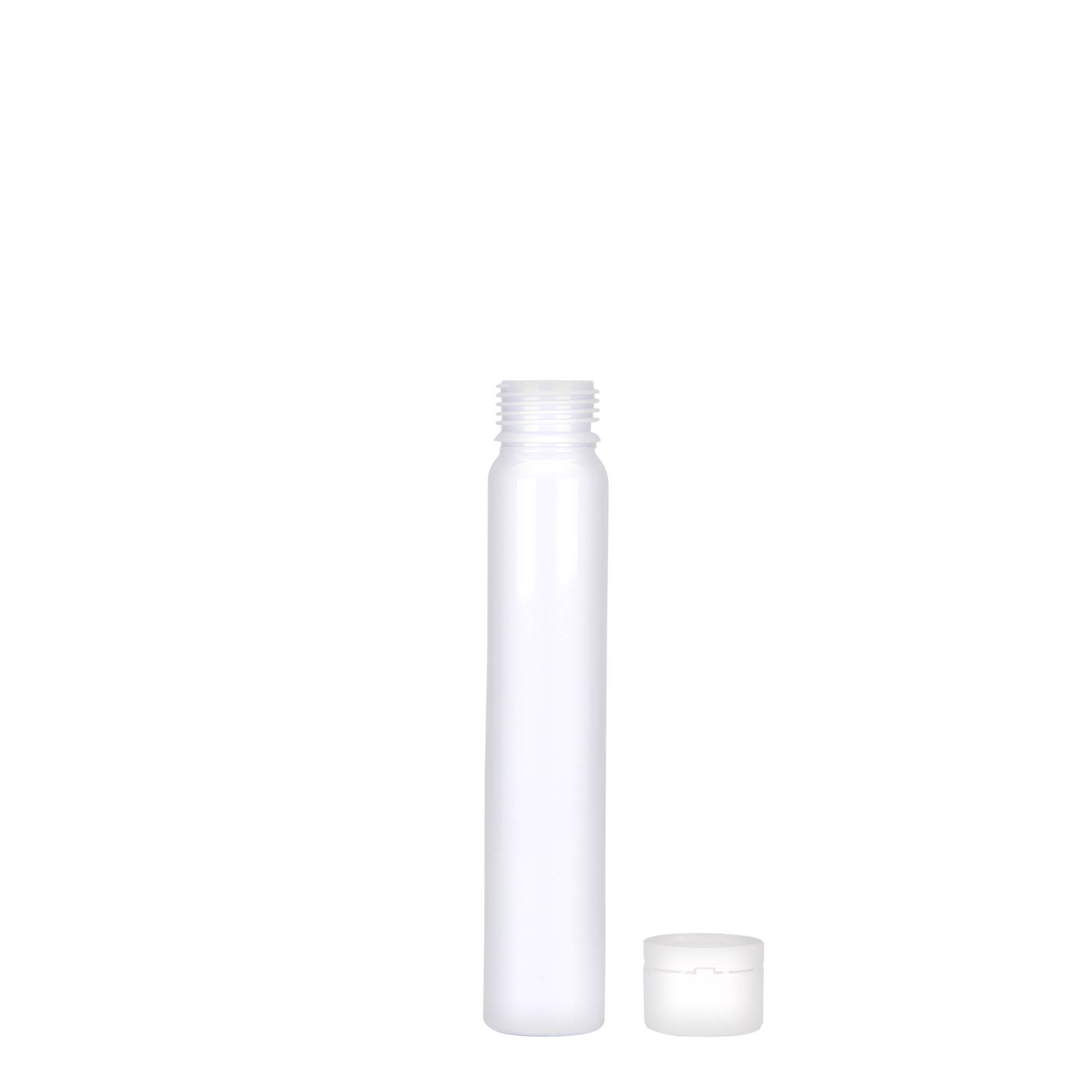 25 ml PET-rør, plastik, hvid, åbning: skruelåg