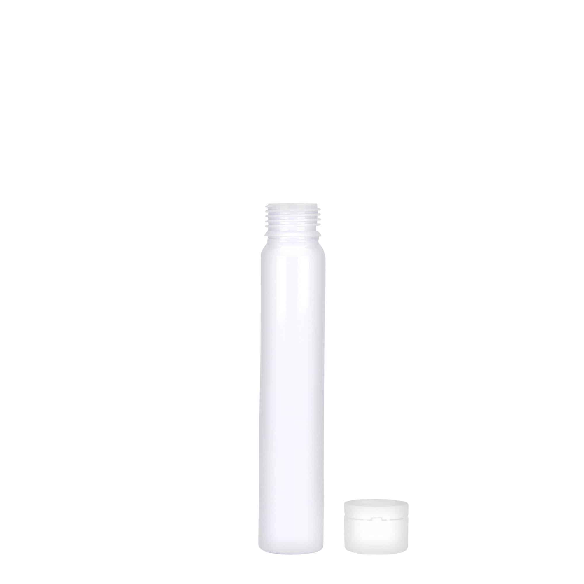 25 ml PET-rør, plastik, hvid, åbning: skruelåg