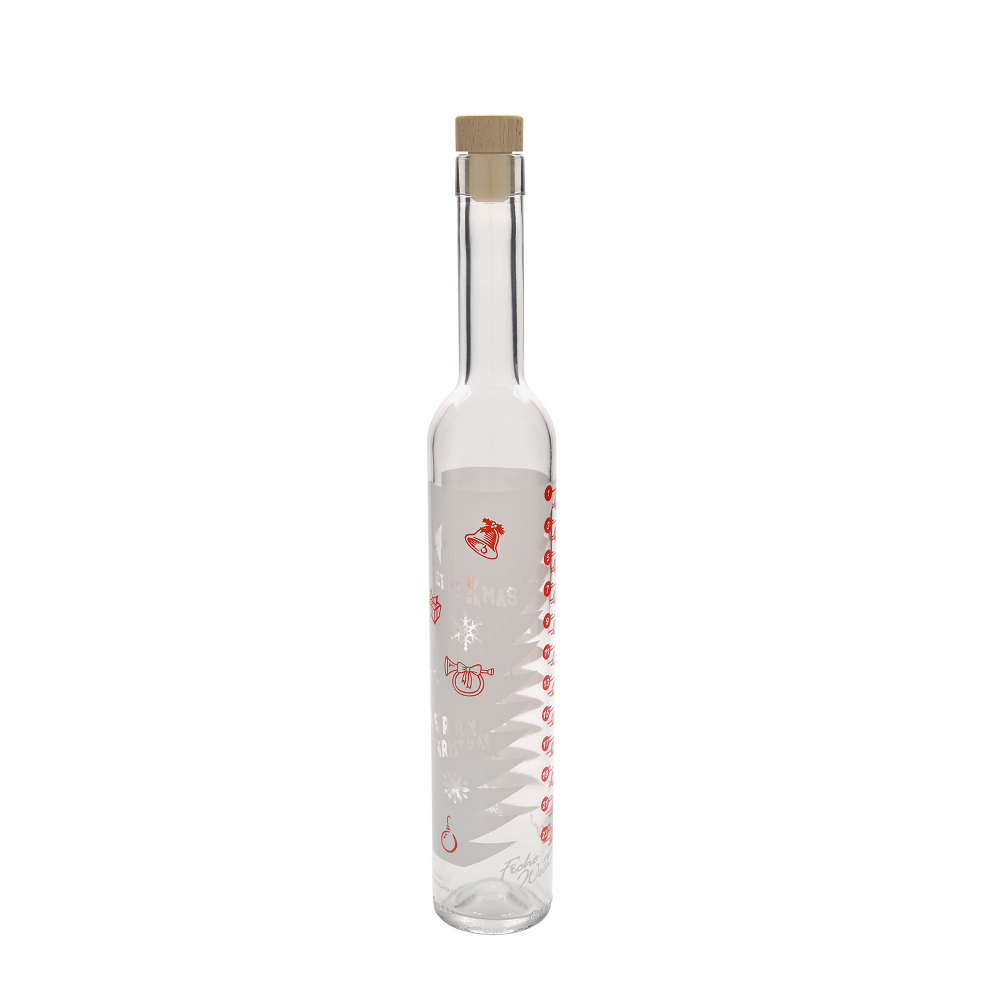 500 ml glasflaske Maximo trykt 'Adventskalender', åbning: kork 500 ml glasflaske Maximo trykt 'Adventskalender', åbning: kork