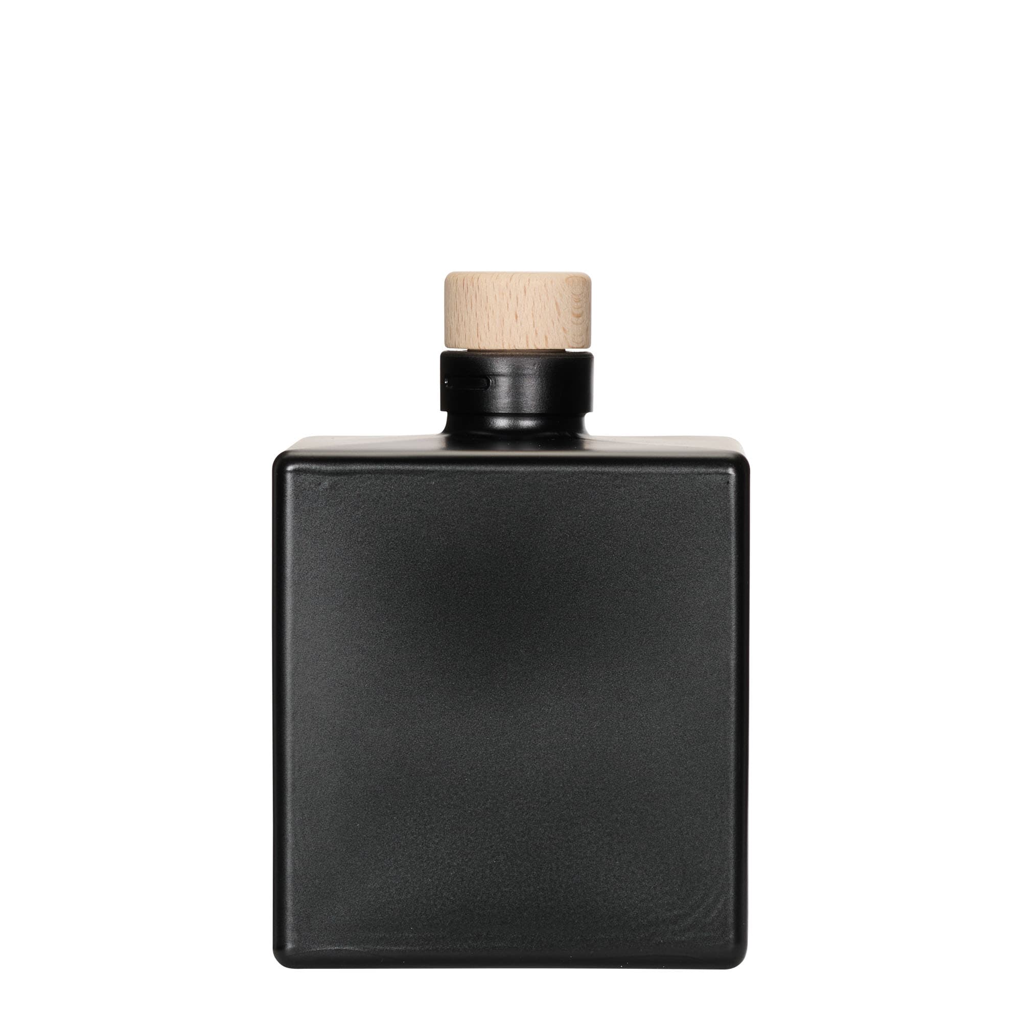 500 ml glasflaske »Cube«, firkantet, sort, åbning: kork