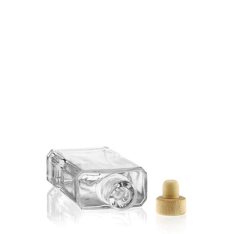 200 ml glasflaske 'Shiny', firkantet, åbning: Kork