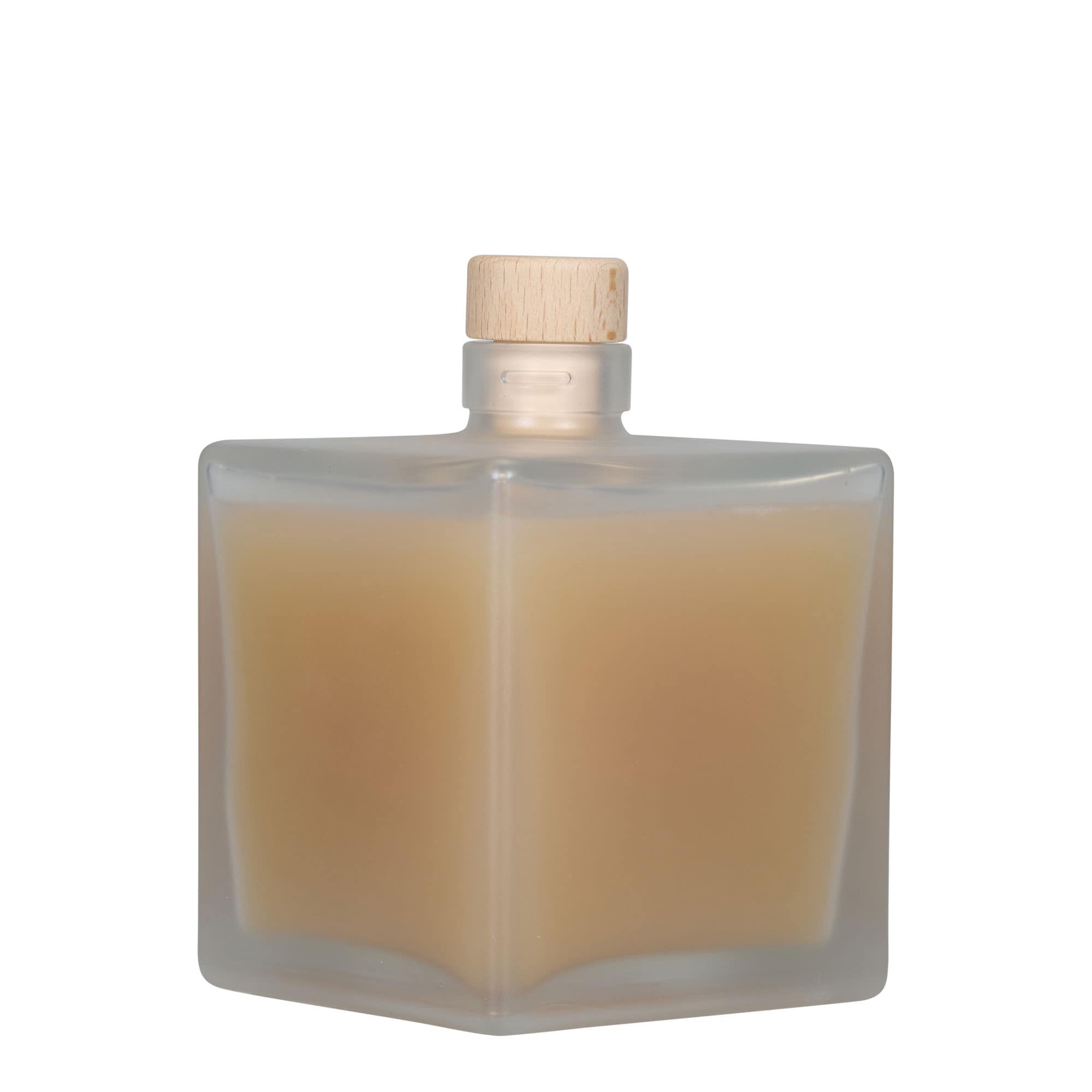 500 ml glasflaske 'Cube', firkantet, frostet, åbning: kork