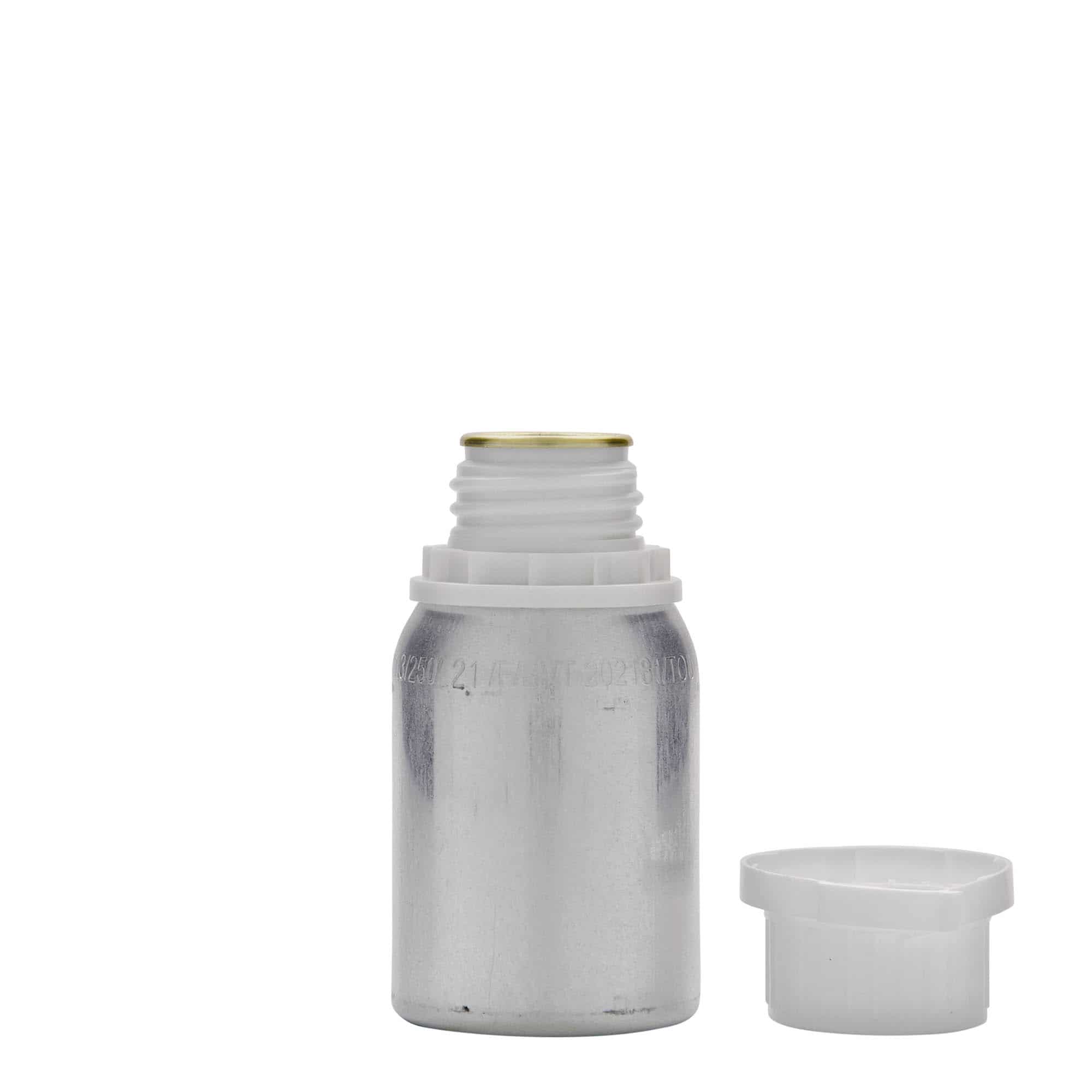 125 ml aluminiumflaske, metal, sølv, åbning: DIN 32