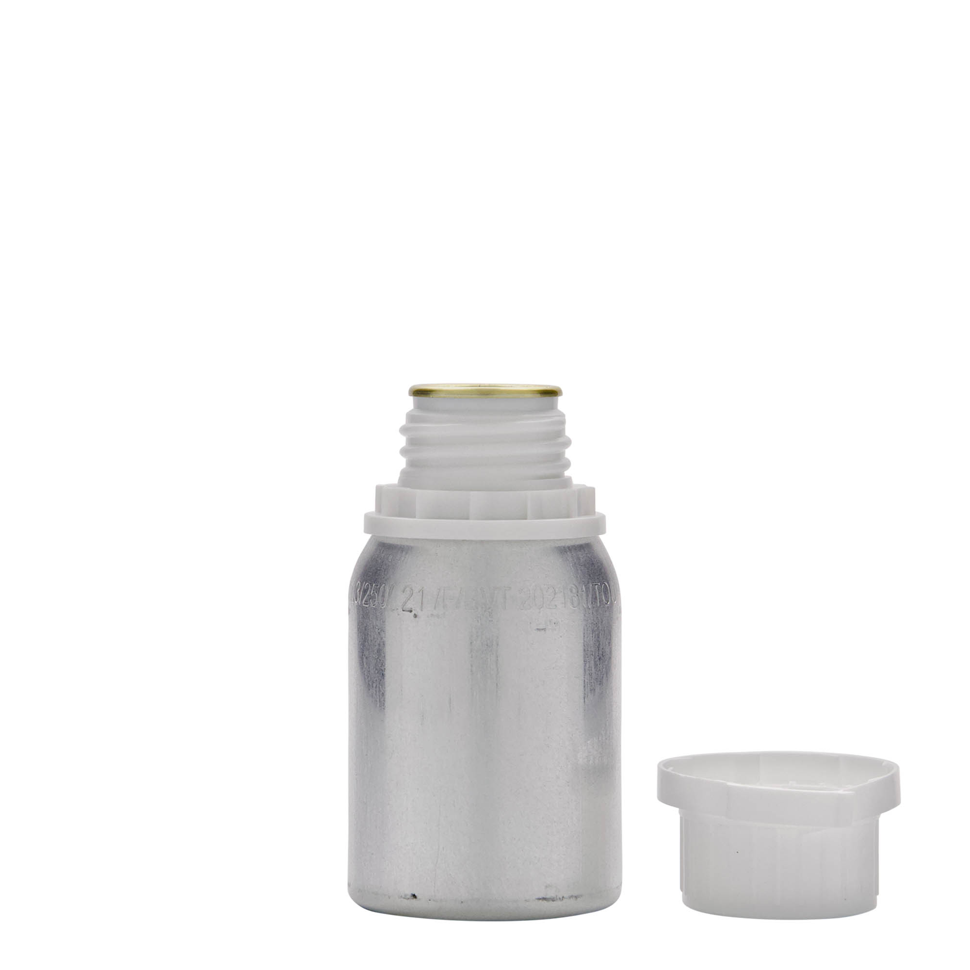 125 ml aluminiumsflaske, metal, sølv, åbning: DIN 32