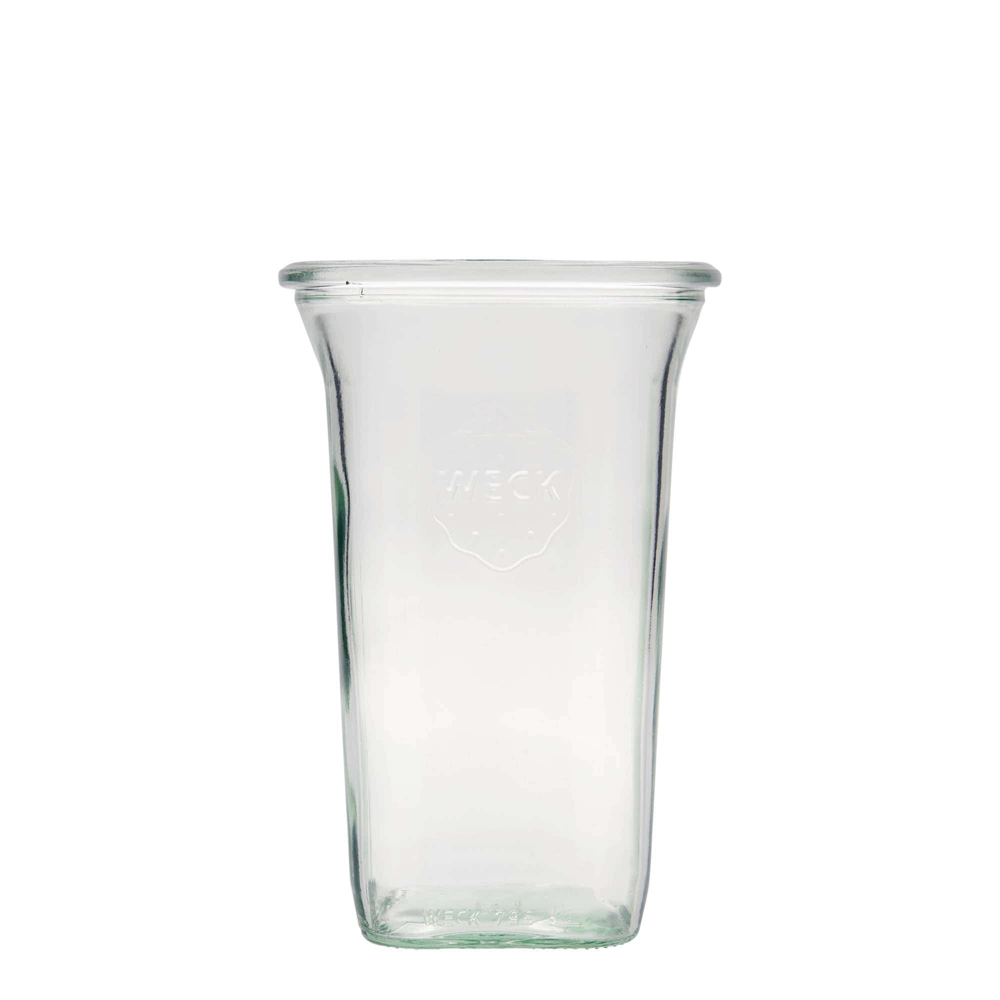795 ml WECK-quadro-glas, kvadratisk, åbning: Rund kant