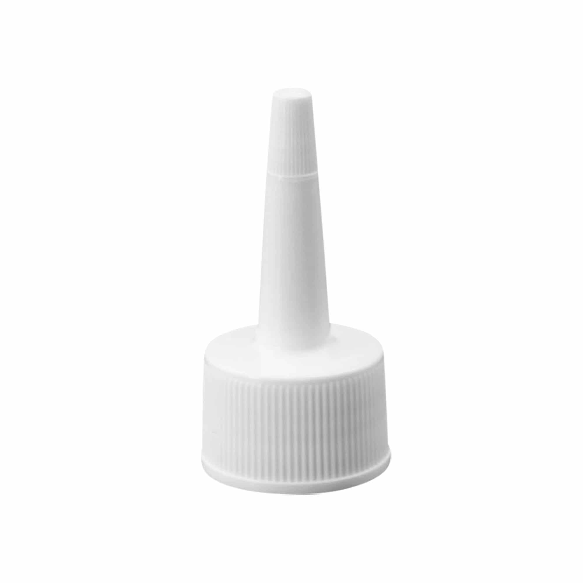 Skruelåg med applikator, PP-plast, hvid, til åbning: 24/410