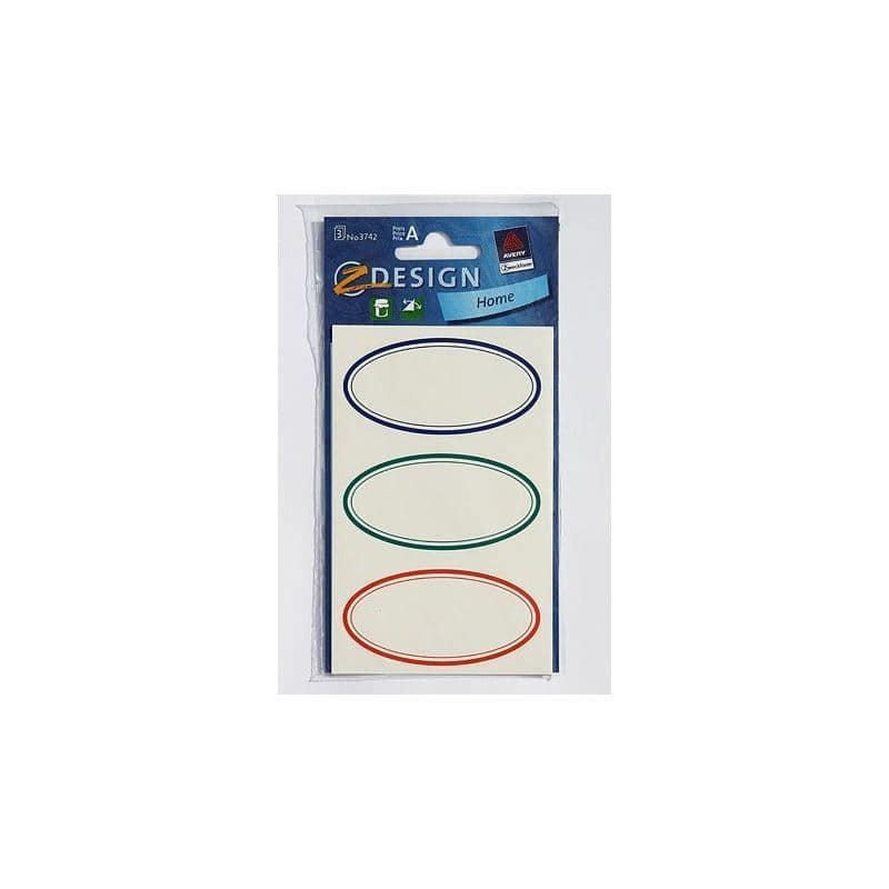 Zweckform etiketter 'Farverig ramme', oval, papir, flerfarvet