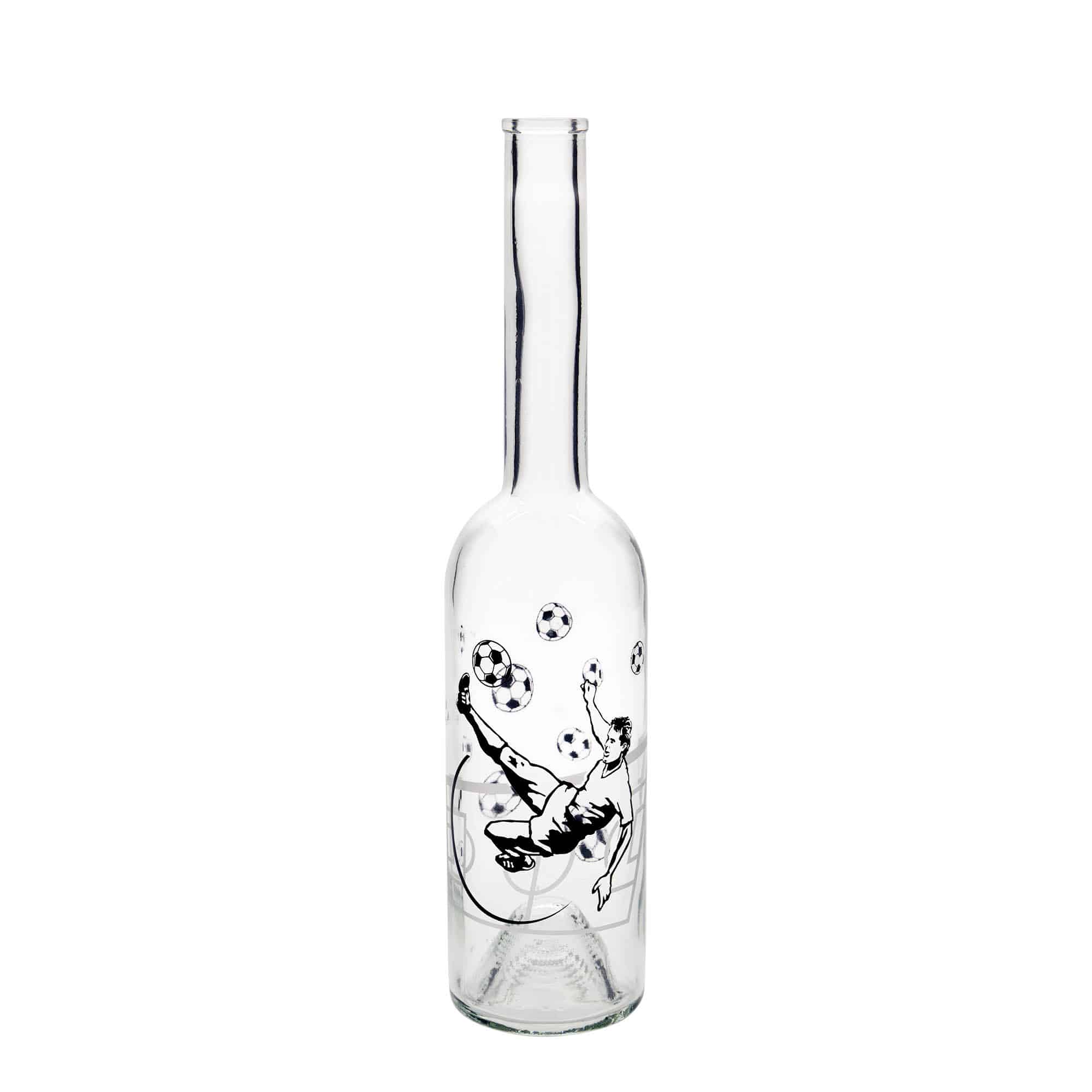 500 ml glasflaske 'Opera', motiv: fodboldspiller, munding: kork