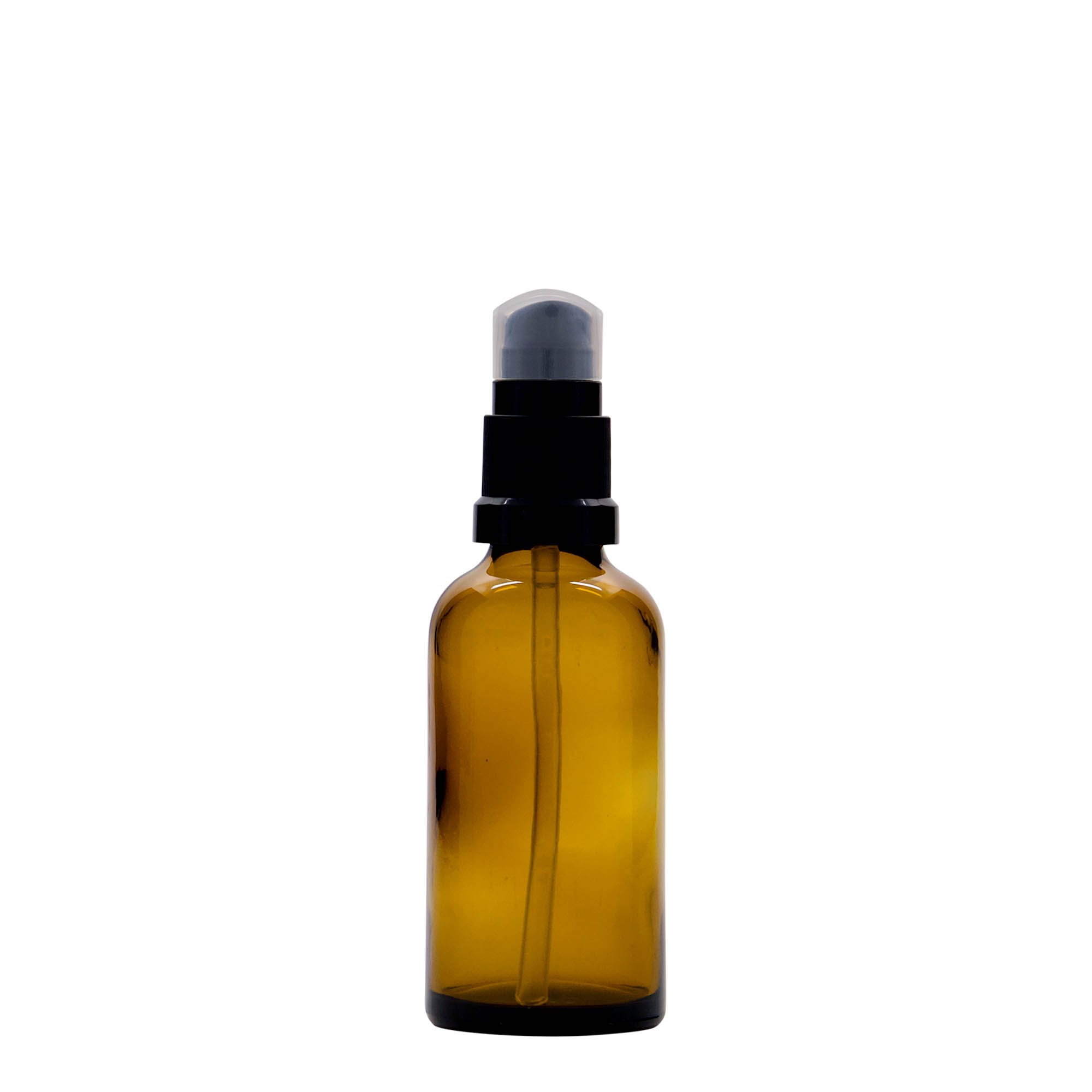 50 ml medicinflaske med lotionpumpe, glas, brun, åbning: DIN 18 50 ml medicinflaske med lotionpumpe, glas, brun, åbning: DIN 18
